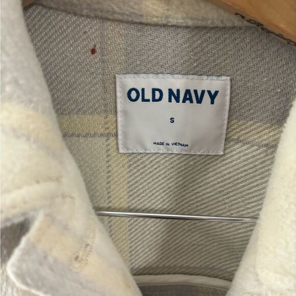 Old Navy small plaid wool blend shacket shirt jacket button down small - Picture 4 of 5